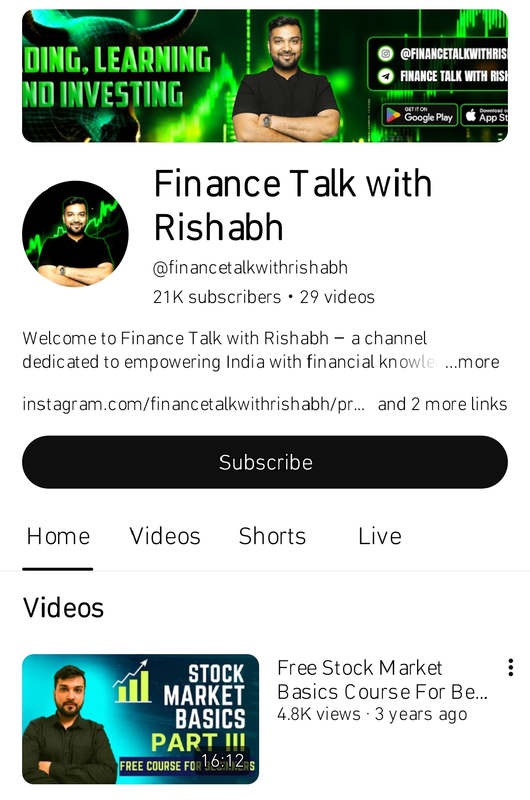 Finance stock with Rishabh 6 Months Indicator Subscription course